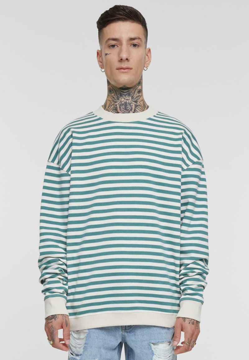 Urban Classics STRIPED CREWNECK - Sudadera - whitesand paleleaf