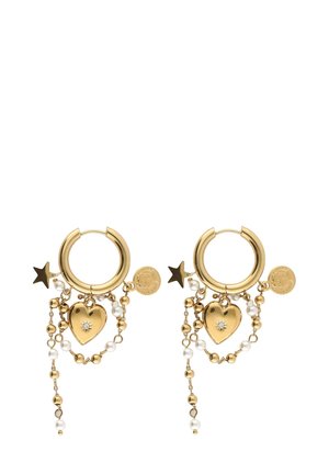 WITH HEART IMITATION PEARL CORDS - Oorbellen - gold-coloured
