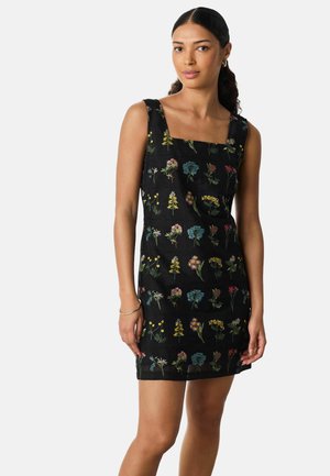 Next, TALL FIT - N. PREMIUM FLORAL EMBROIDERED MINI SHIFT DRESS . - Day dress - black