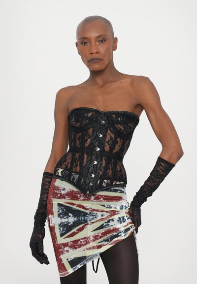 Sinead Gorey LARGE UNION JACK PRINT RUCHED SKIRT - Minifalda - red
