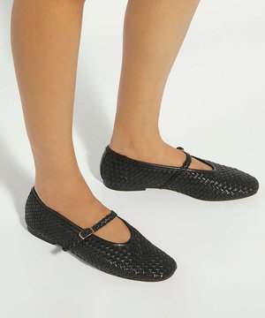 Dune London, Dune Ladies HEADLINER Square Toe Woven Mary-Janes - Ballerina's met enkelbandjes - black