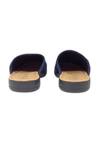 Scarpe slip-on navy con un upper in tessuto testurizzato, insole in pelle naturale e suola in gomma resistente. Design minimalista.
