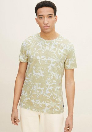 T-shirt con stampa - white green floral camou print