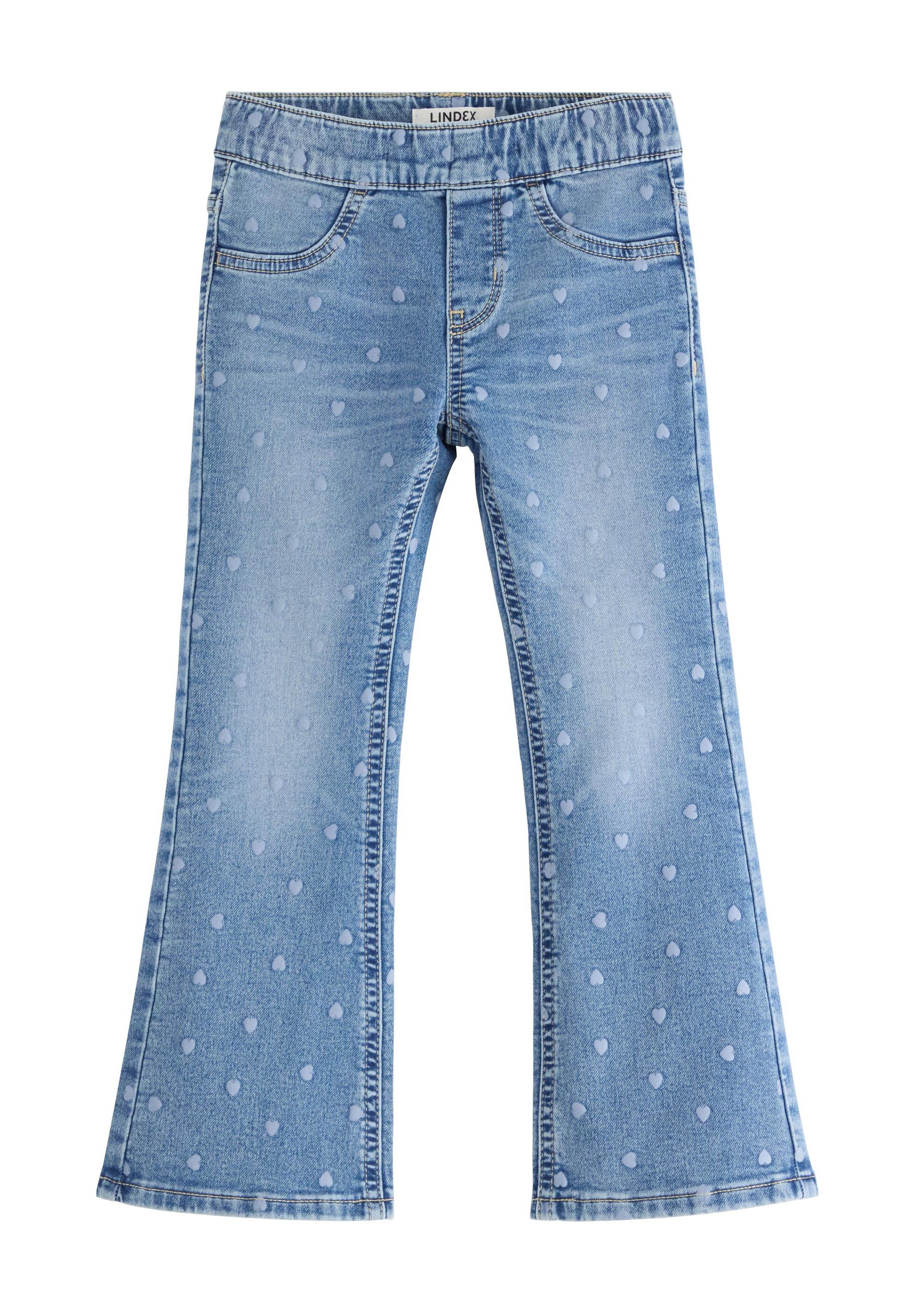 Lindex FREJA HEARTS - Flared Jeans - denim blue/blue - Zalando.co.uk
