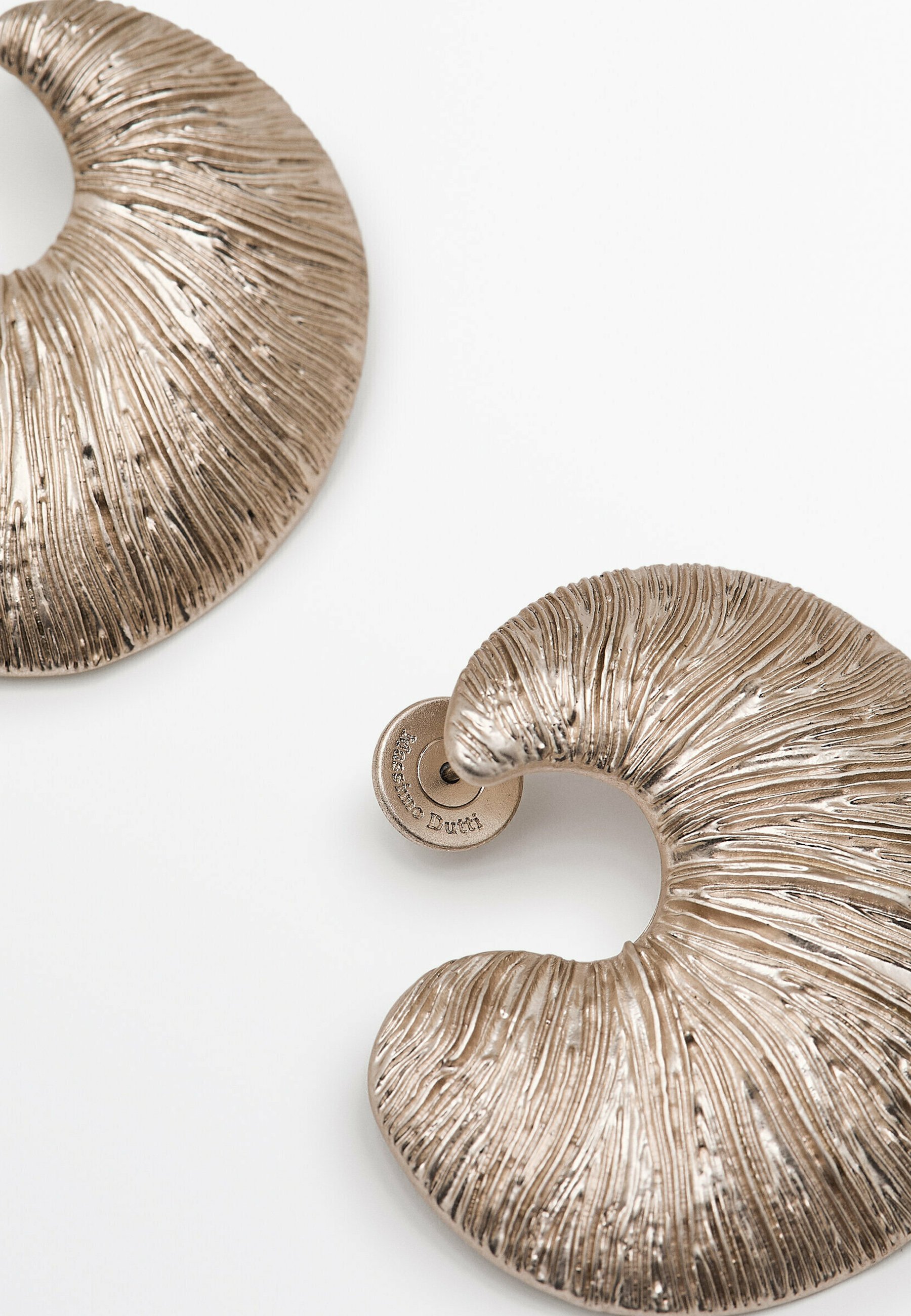 Massimo Dutti FOSSIL HOOP - Earrings - silver coloured