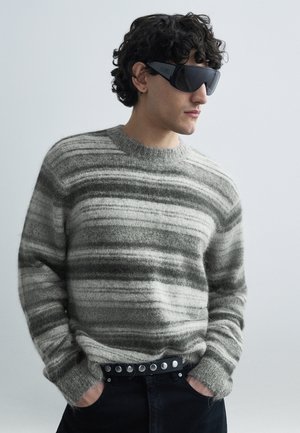 COHEN FLUFFY STRIPE CREW - Maglione - grey