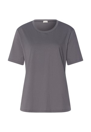 T-shirt in cotone grigio scuro a maniche corte con scollo rotondo, vestibilità comoda e senza loghi o disegni visibili.