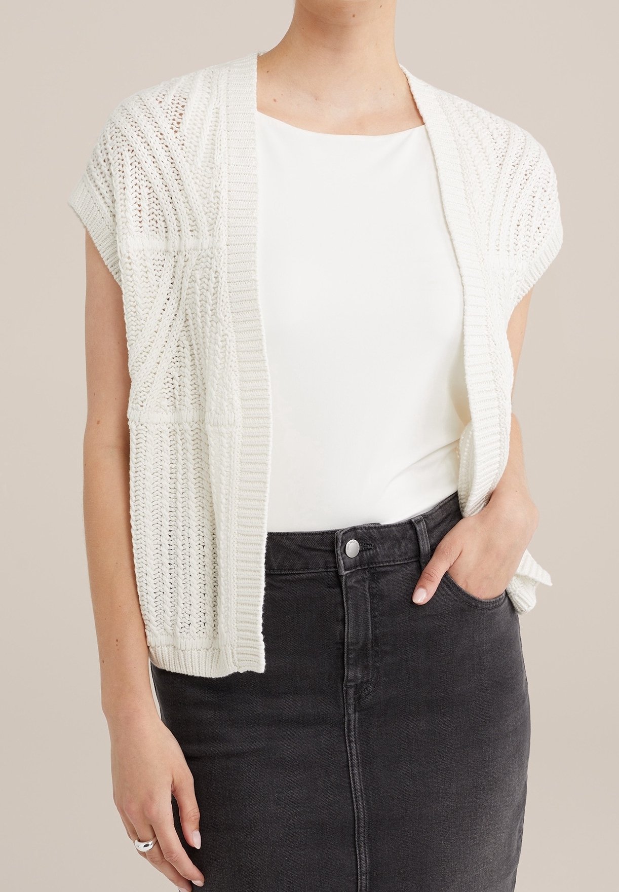 Gilet Femme NAF NAF Beige Clair - Taille M - Coton - Occasion Très Bon État