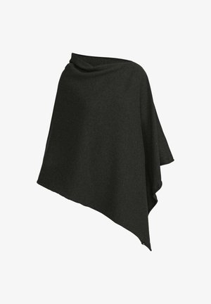 Tumehall villasegu poncho, millel on ebatavaline alumine serv ja langev kaelus, mis loob vabalt voolava silueti.