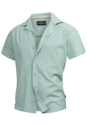 Svijetlozelena košulja kratkih rukava od teksturiranog materijala s gumbima sprijeda, ovratnikom i kontrastnim unutarnjim rubom. Ima mali logo na rukavu.