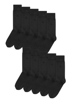 Schwarze Baumwollsocken im 12er-Pack, mit einem gerippten Bündchen und dezentem Logo. Glatte Textur mit klassischem Gesamtdesign.