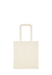 Borsa tote rettangolare beige realizzata in materiale liscio e resistente, con due manici piatti, caratterizzata da un design semplice e minimalista.