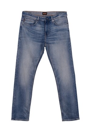 Jeans in denim azzurro chiaro con vestibilità regolare, cinque tasche e chiusura con cerniera. Aspetto consumato con sfumature sottili ed etichetta del marchio sulla fascia in vita.