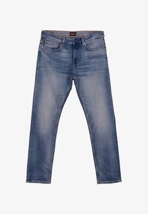Jeans in denim azzurro chiaro con vestibilità regolare, cinque tasche e chiusura con cerniera. Aspetto consumato con sfumature sottili ed etichetta del marchio sulla fascia in vita.