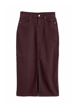 Next, SPLIT FRONT DENIM MIDI SKIRT - Maxi skirt - burgundy red