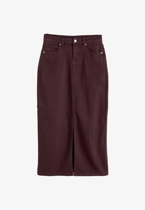 Next, SPLIT FRONT DENIM MIDI SKIRT - Maxi skirt - burgundy red