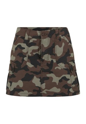 Karl Kani, SIGNATURE CAMO CARGO SKIRT - A-Linien-Rock - olive light olive dark brown