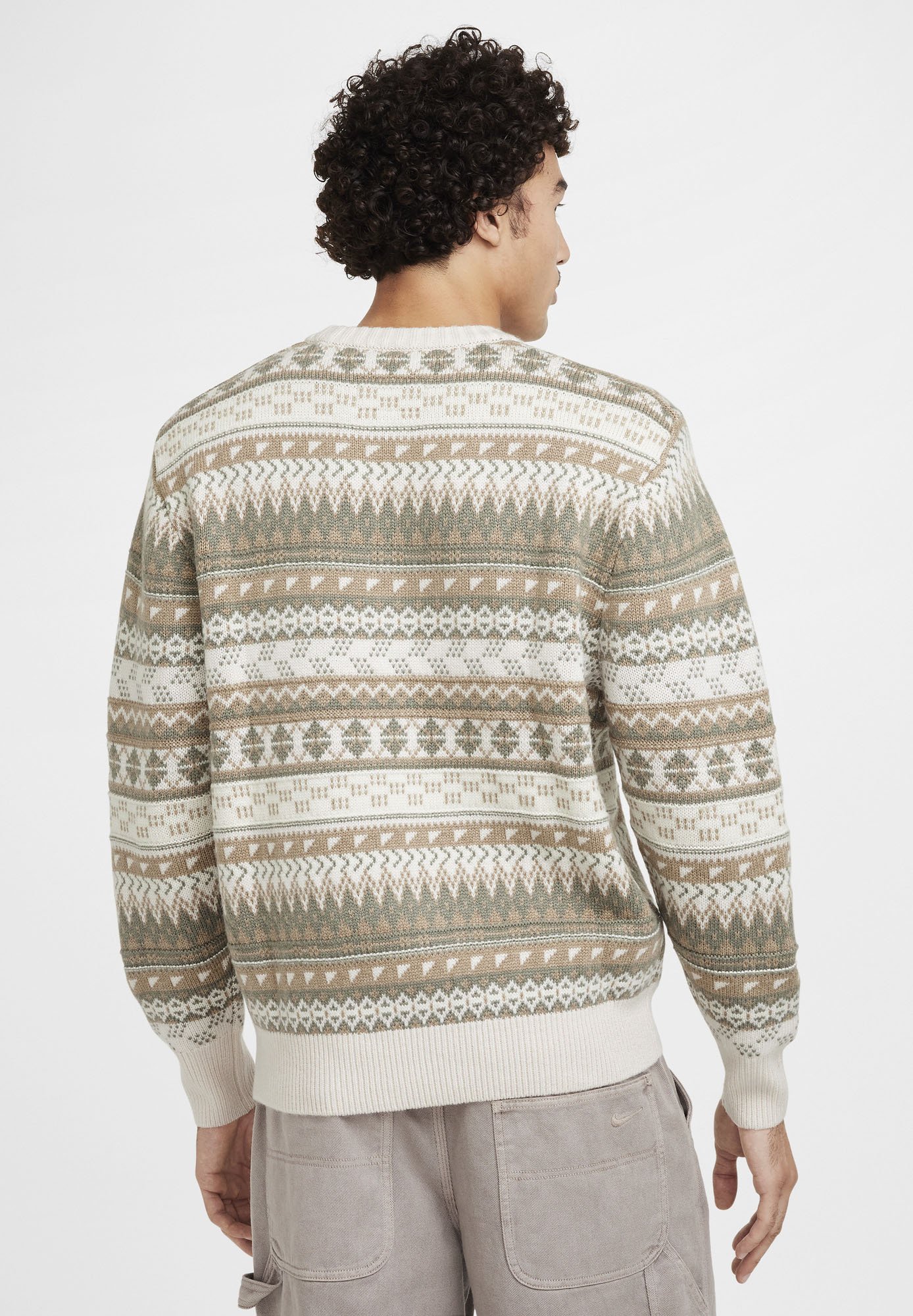 Nike Sportswear FAIR ISLE CREW - Jumper - lt orewood brn/sail