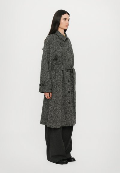 CLOSED BELTED COAT - Palton clasic - grey heather melange