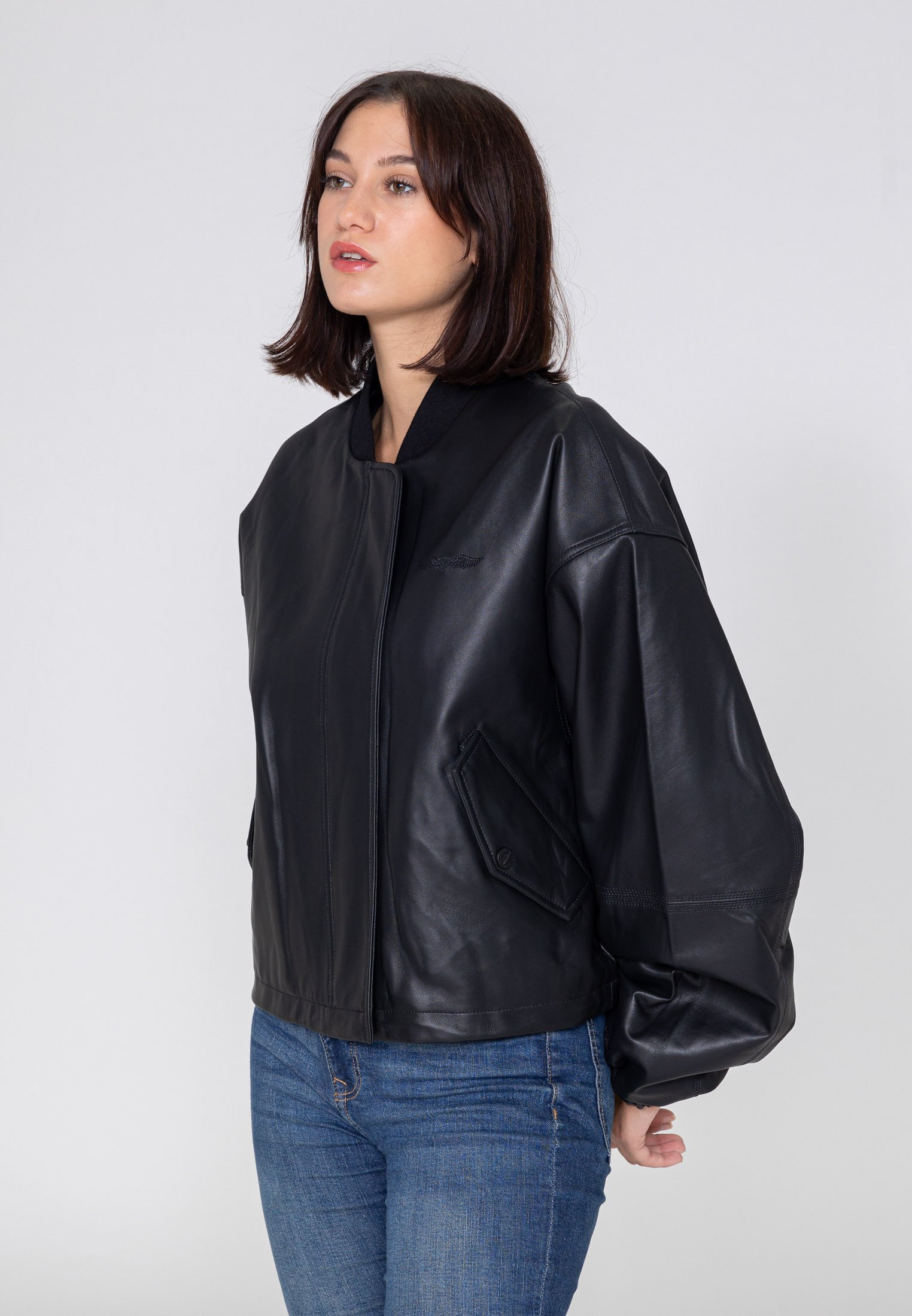 Bombers BROOK - Veste en cuir - black/noir - ZALANDO.FR