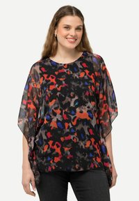 Ulla Popken LEOPARD LAYERED - Poncho - black