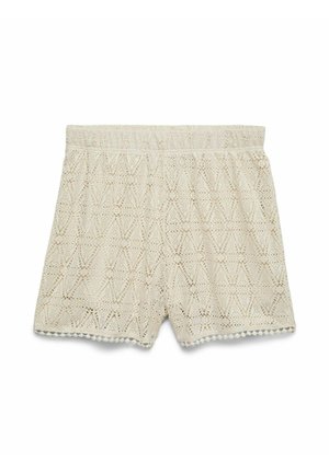 Pantaloncini in pizzo all'uncinetto color crema con vita elastica e dettaglio orlo smerlato.