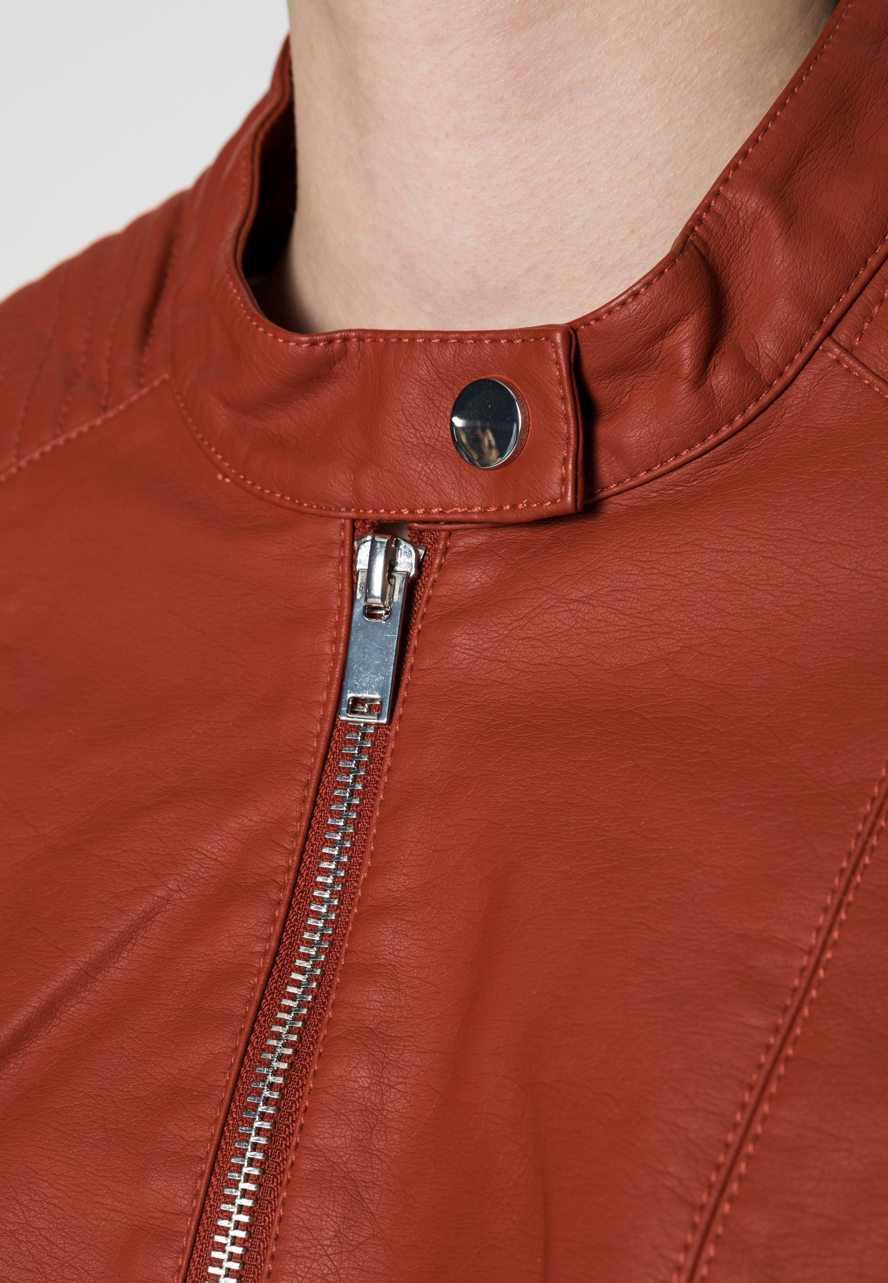 Vila Faux leather jacket - burnt henna 