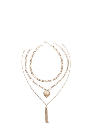SET OF 3 HEART AND POMPOM - Kaulakoru - gold-coloured