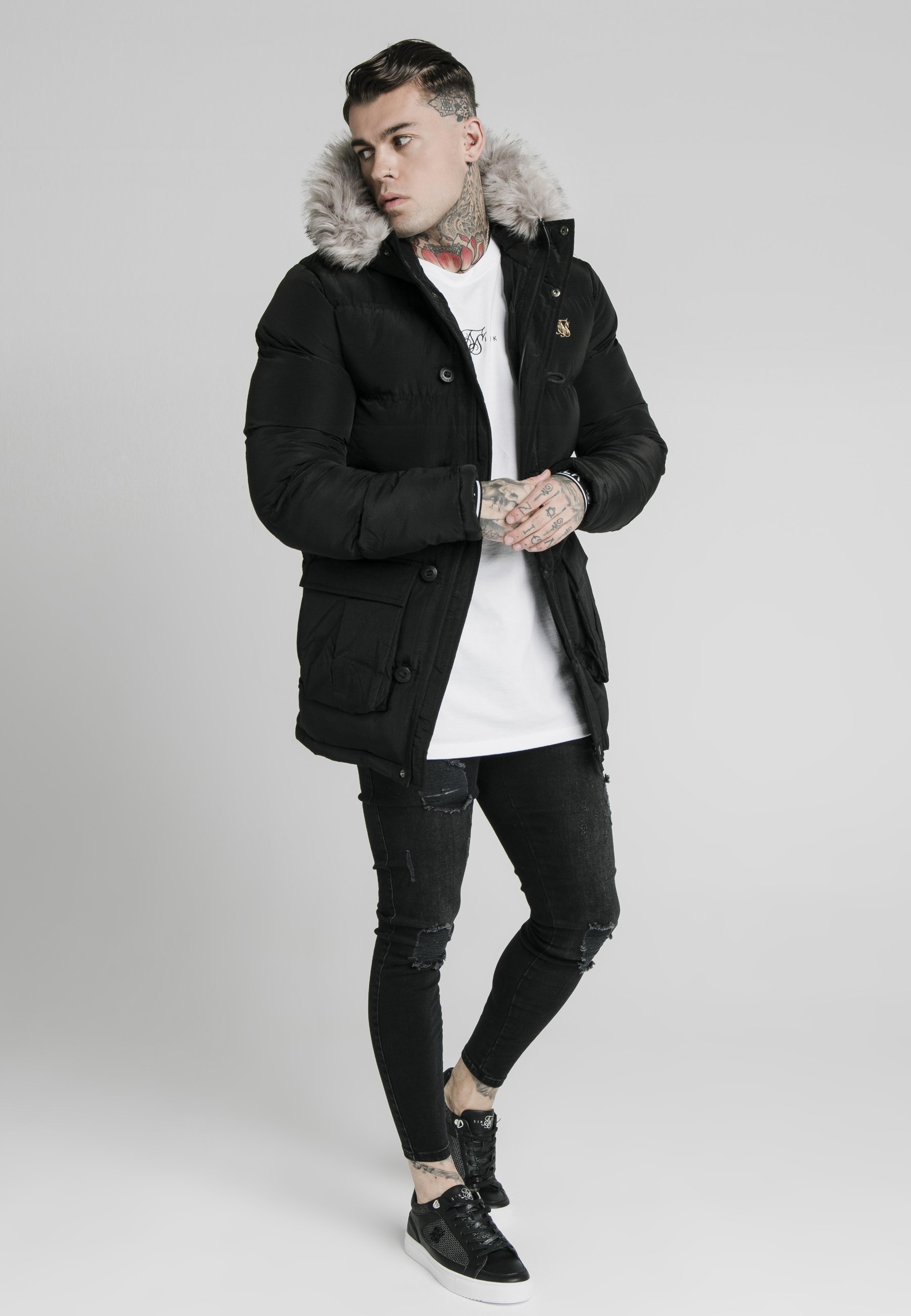 silk silk puff parka jacket