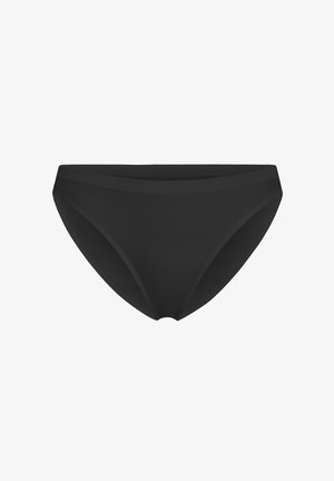 Slip in stile bikini nero senza cuciture con un girovita medio e un tessuto liscio e elastico.