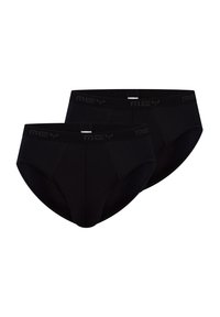 Schwarze Baumwollslips mit nahtlosem Design und einem weichen Bund mit Logo-Detail. Im Doppelpack erhältlich.