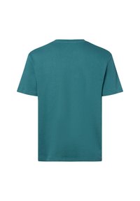 Teal cotton t-shirt with a relaxed fit, short sleeves, and a crew neckline. Smooth texture, no visible patterns or accents.