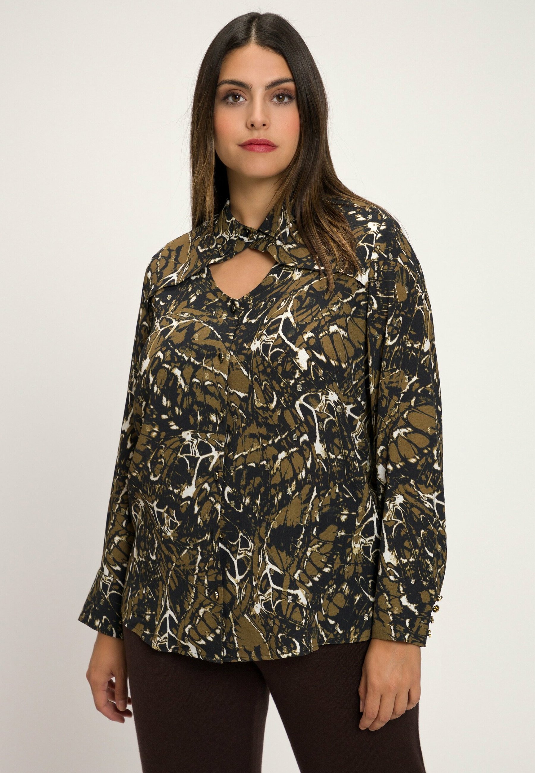 Ulla Popken Felpa, Righe, Bottoni, Cappuccio, Maniche Lunghe Maglia di Tuta, Blu Notte, 58-60 Donna