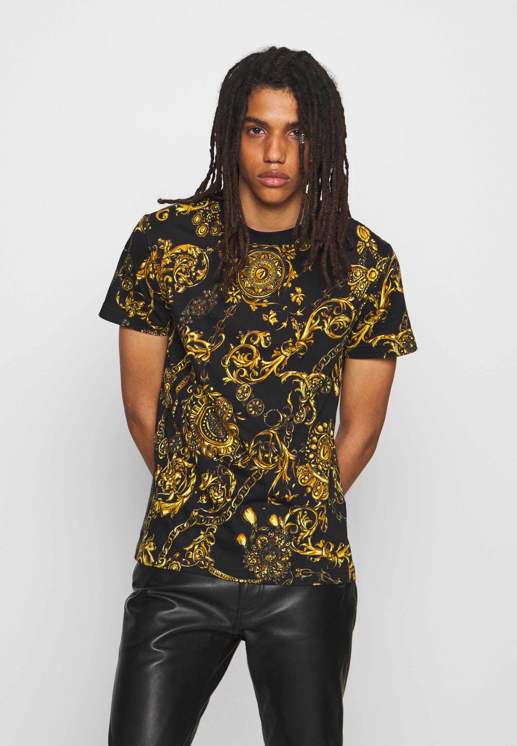Versace Jeans Couture REGALIA BAROQUE - T-shirt con stampa - nero/oro/nero  - Zalando.it