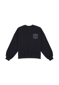 Felpa nera in cotone con maniche lunghe e collo rotondo. Presenta una grafica frontale in un colore a contrasto.