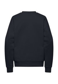 Felpa blu scuro con collo a giro, maniche lunghe, polsini a coste e orlo dritto, realizzata in un tessuto morbido e testurizzato.