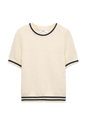 Marks & Spencer, TIPPED DETAIL KNITTED - Jednoduché tričko - ivory mix