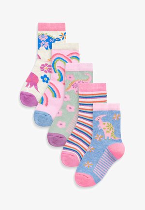 5 PACK RICH DINOSAUR AND RAINBOW - Sokken - pink blue green