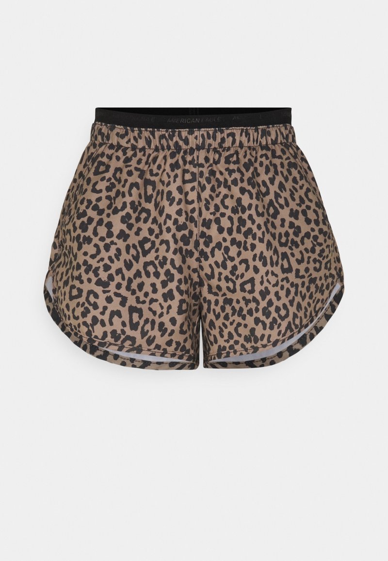 Kraťasy s leopardím vzorem v odstínech hnědé s černými skvrnami. Elastický pas, zakřivený lem a jemný materiál.
