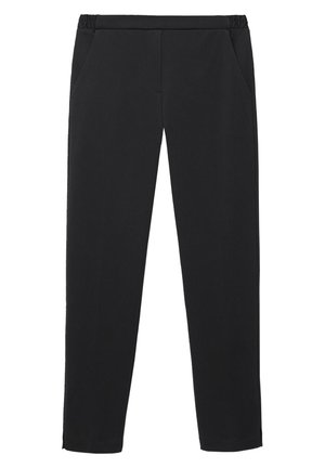 Svarta sweatpants i mjukt tyg, med elastisk midja, sidofickor och rak bendesign utan synliga mönster.