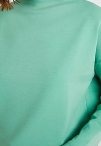 Ljusgrön, långärmad sweatshirt i mjukt material med hög krage och avslappnad passform, med en jämn och enhetlig yta.