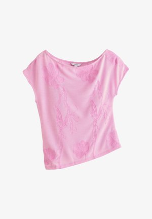 Next, REGULAR FIT - SHORT SLEEVED CORNELLI DRAPE TOP - Print T-shirt - pink