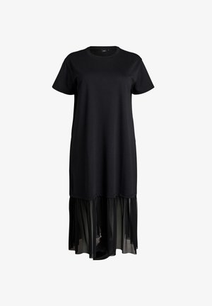 Zizzi, T-SHIRT-KLEID MIT TRANSPARENTEM MESH-SAUM - Jerseykleid - schwarz