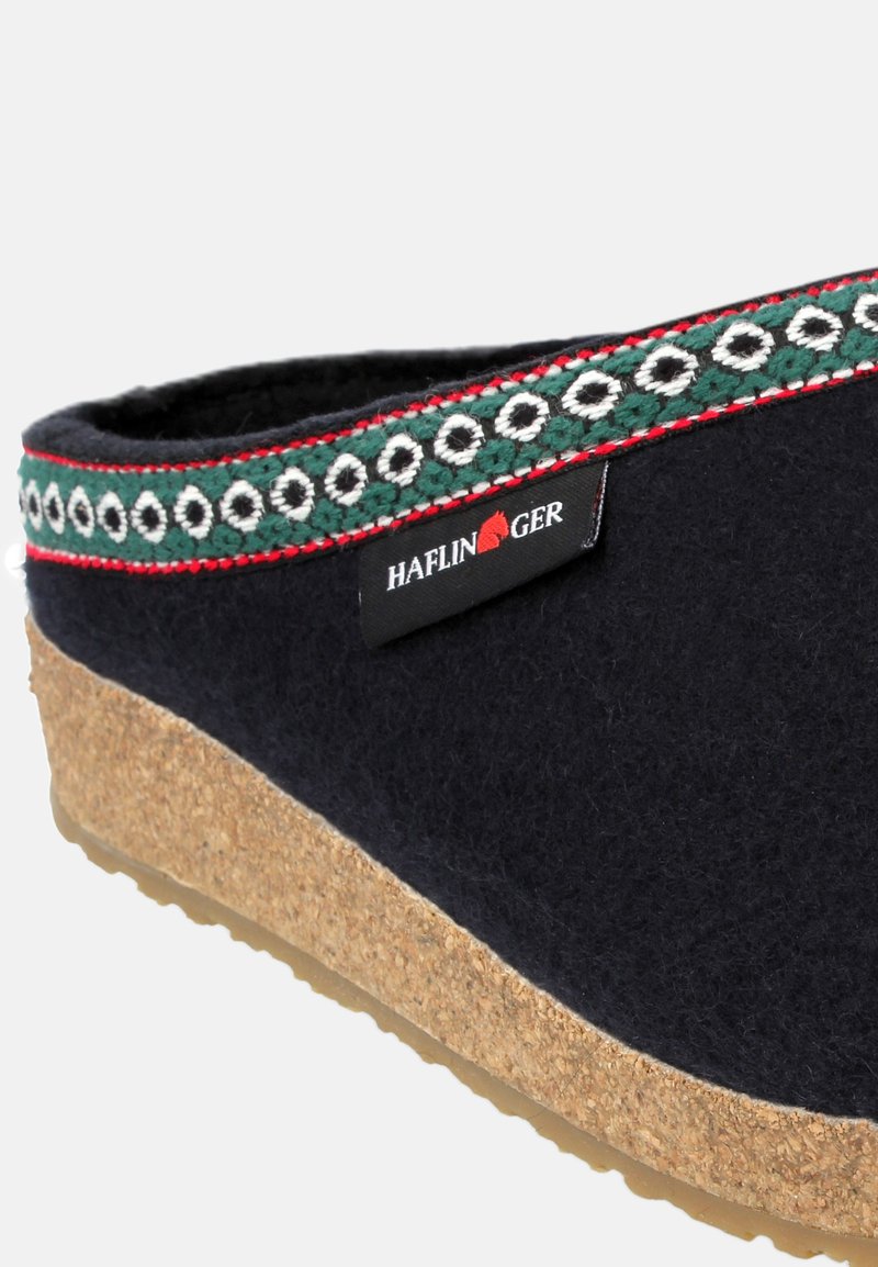 HAFLINGER Pantofole KRIS BORBOLETA JEANS Feltro Di Lana Cotta Fondo Sughero Gomma Farfalle Blu