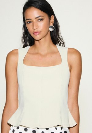 Next, SLEEVELESS SQUARE NECK PEPLUM TOP - Blouse - ecru