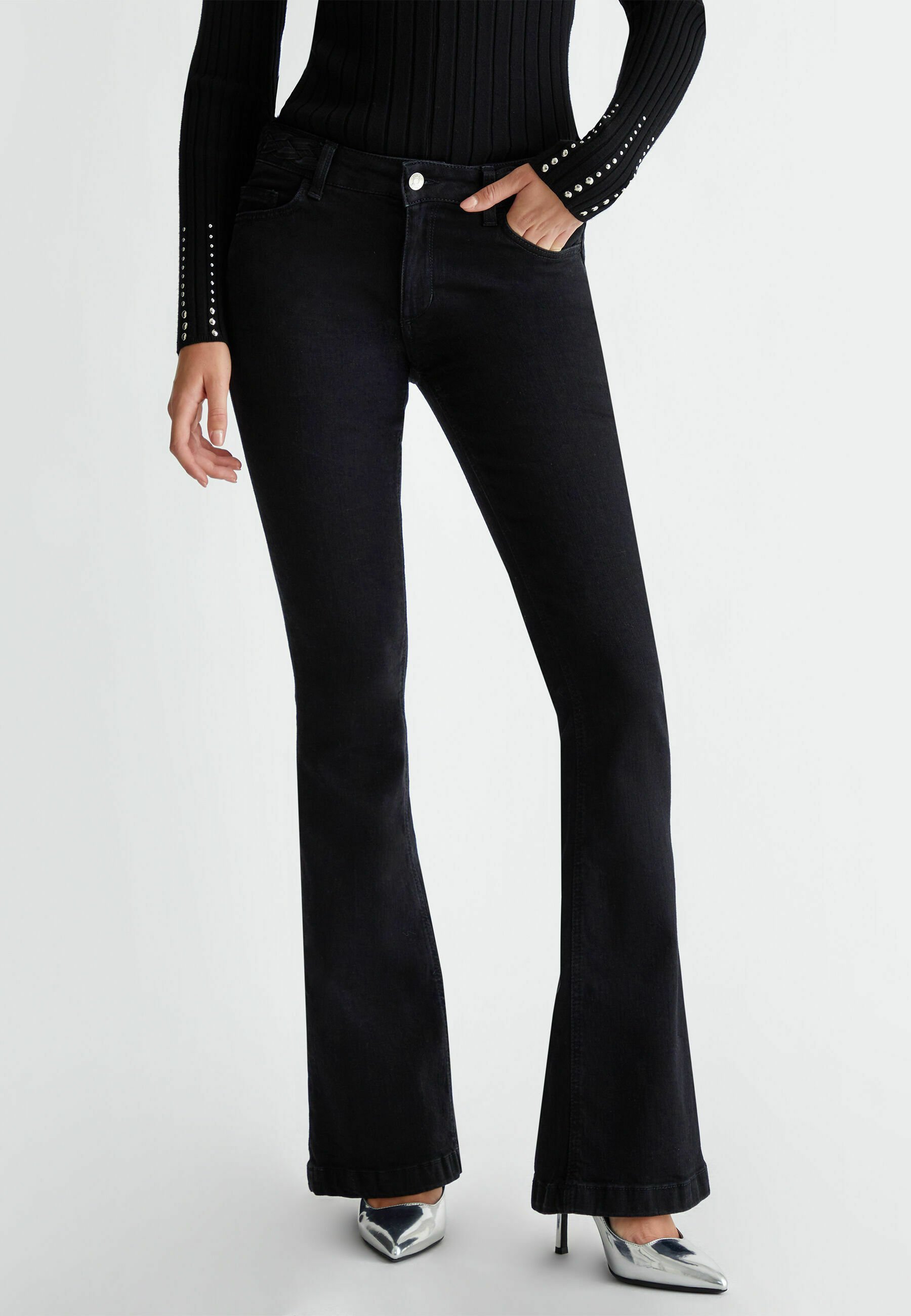 Cross Jeans Donna Bootcut - Vestibilità Media, Stone Washed, Nero, Taglia 30W X 32L