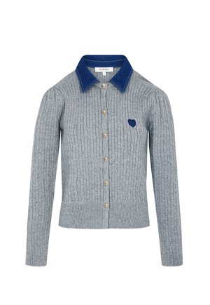 Morgan, MORGAN MORGAN SWEATER WITH BUTTONED LAPEL COLLAR - Cardigan - gris clair