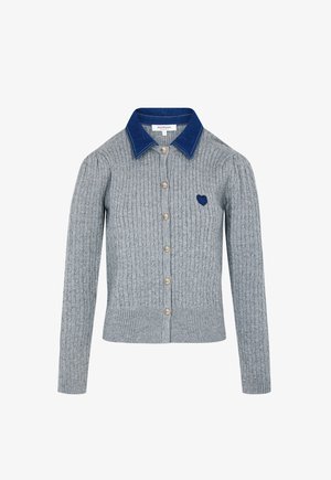 Morgan, MORGAN MORGAN SWEATER WITH BUTTONED LAPEL COLLAR - Cardigan - gris clair