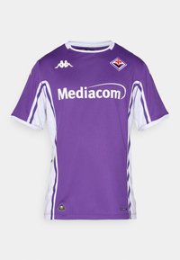 Maillot de football violet avec des accents blancs, doté d'un col ras du cou, de manches courtes et du logo "Mediacom". Logo Kappa sur l'épaule et en bas.