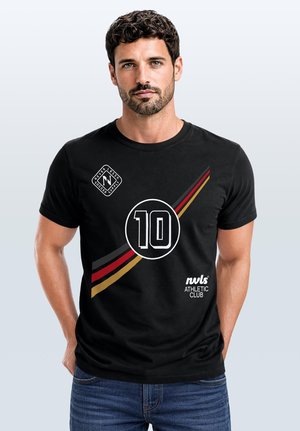 Neverless, HERREN T-SHIRT FRONTPRINT - FUSSBALL DESIGN GERMAN TRIKOT - - T-Shirt print - schwarz